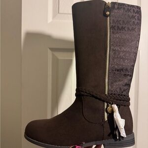 Michael Kors Brown Boots with Gold Zipper
